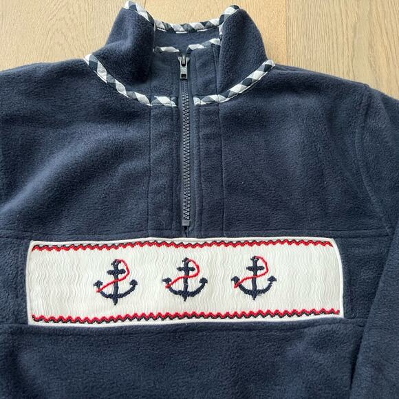 Emily Lacey Smocked Nautical Fleece Sweatshirt Sz 8-10 - Picture 3 of 4